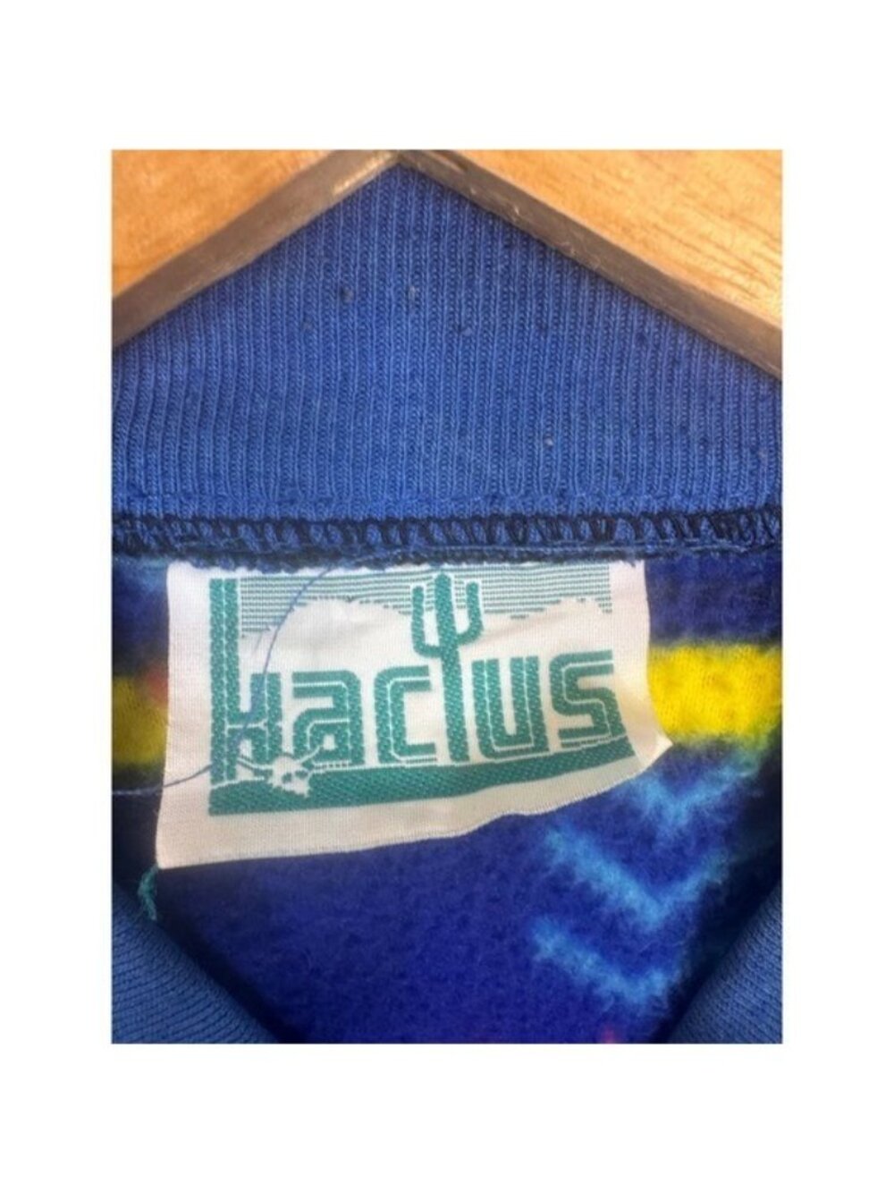 Vintage Kactus Fleece Bomber Jacket Southwestern Geometric Neon Blue Pink M - Picture 5 of 12